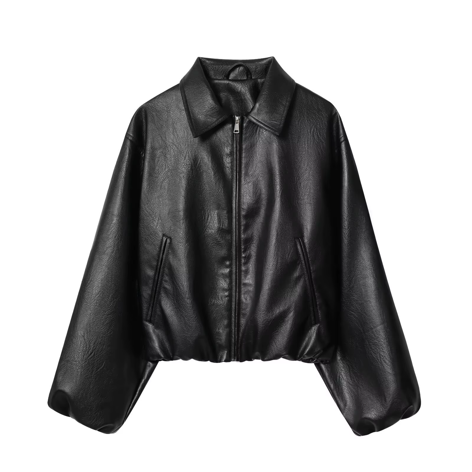 Veste bombardier en Faux cuir pour femmes, manches longues, Chic, vêtements d'extérieur, élastique, 