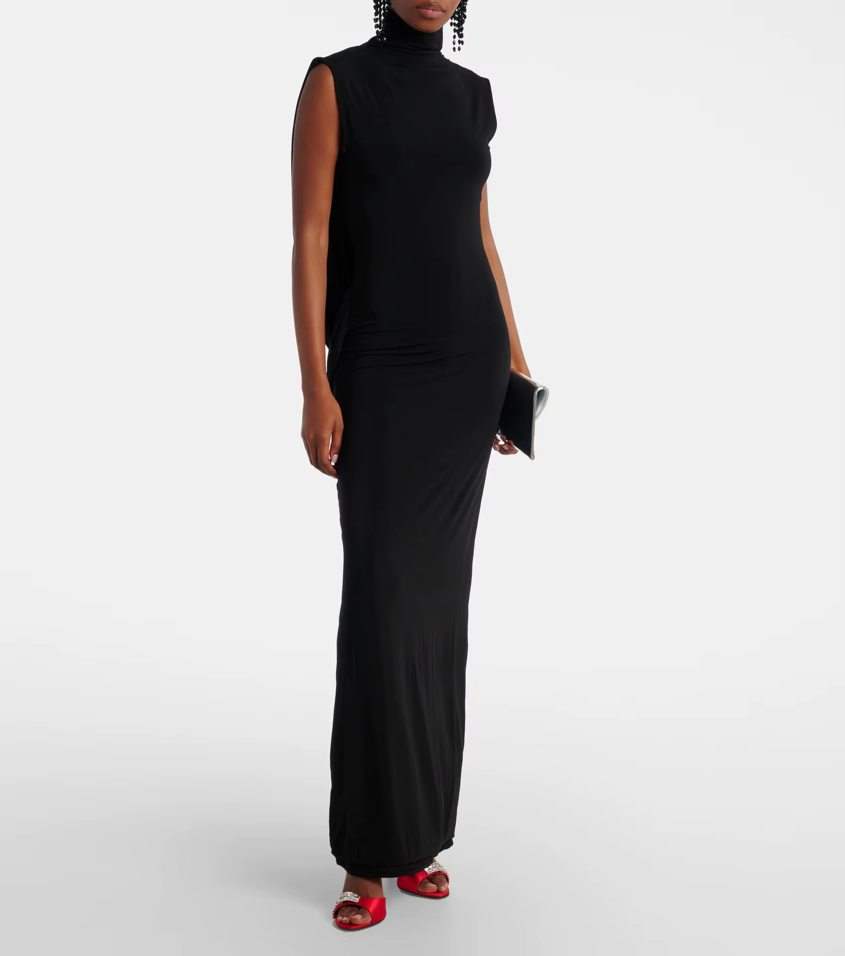 Robe longue élégante sans manches pour femme, collection été 2026, couleur unie, dos nu, pour soirée