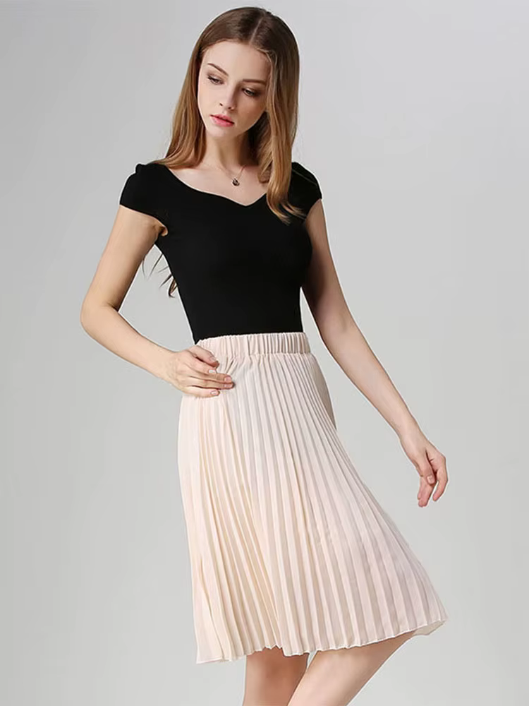 Jupe Plissée en Mousseline de Soie pour Femme, Vintage, Taille Haute, Tutu, Saia, Midi, Style Été 20