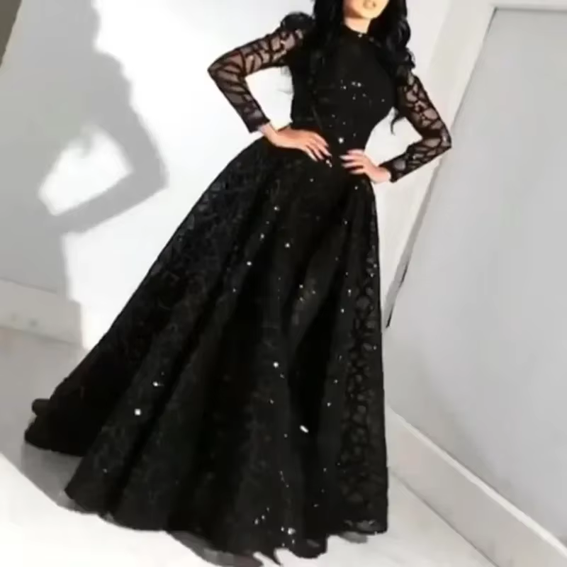 Robe longue pour femmes, nouveau Style, Station indépendante Amazon, manches longues, or, robe de ma