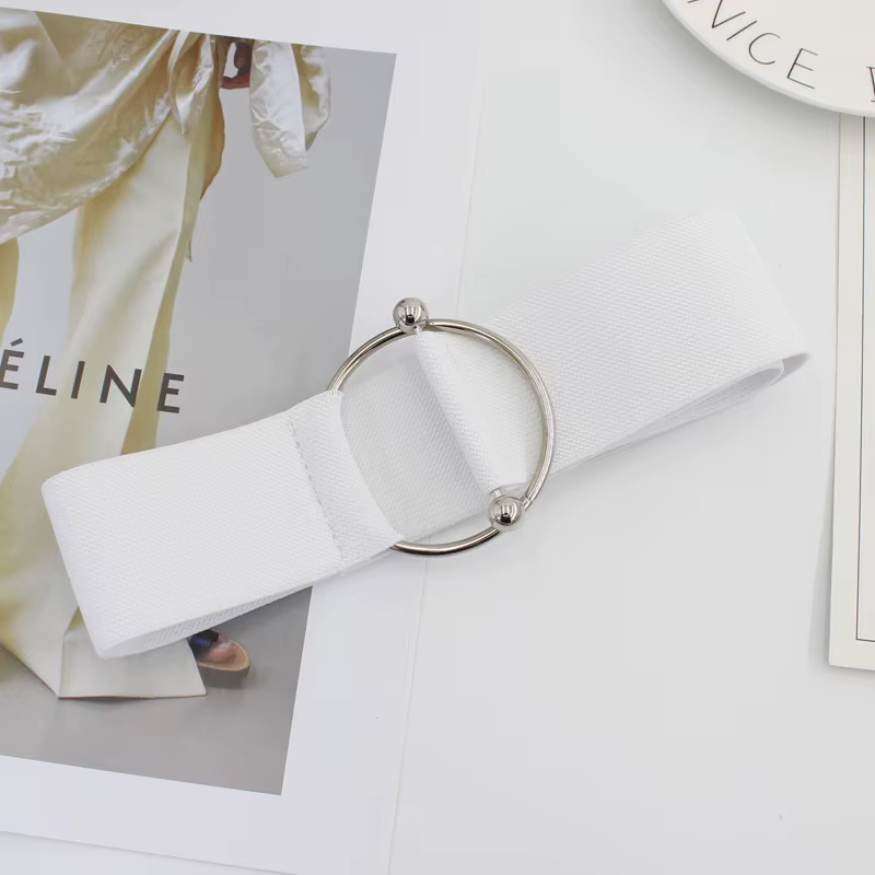 Ceinture élastique en métal, boucle d'anneau, robe pull pour femmes, jupe élastique coréenne, sangle