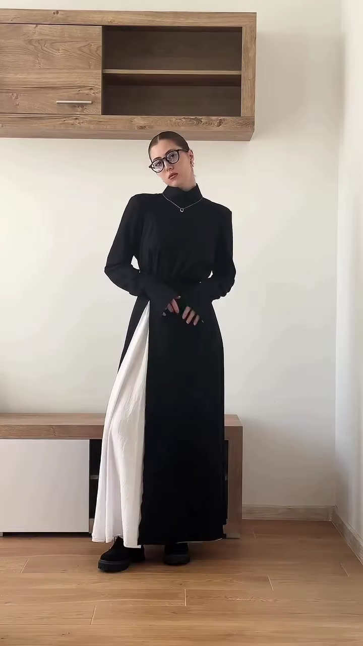 Ensemble élégant assorti : Robe longue fendue à manches longues, Combinaison-pantalon printemps-été