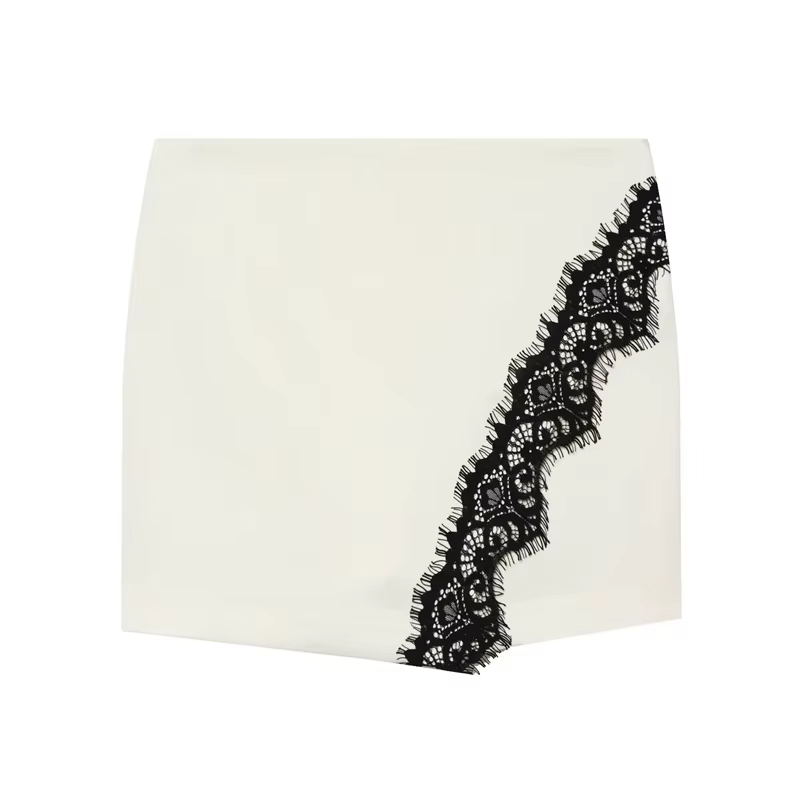 Jupe-culotte Femme 2026 Nouvelle Collection Été Blanche Double Boutonnage Décorée Dentelle Sexy Pers