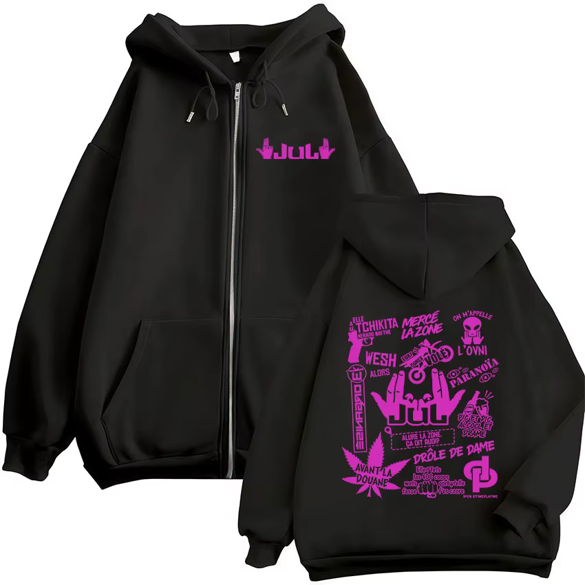 Sweatshirts à capuche zippés pour hommes et femmes, style hip-hop, à manches longues et coupe ample,