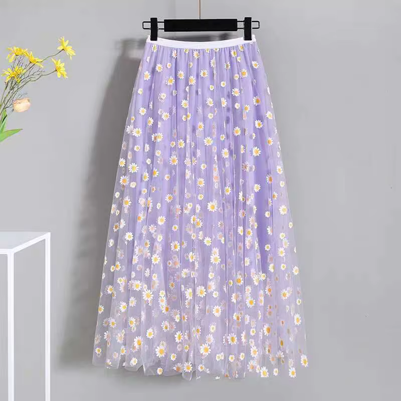 Jupes décontractées en gaze imprimée et épissée pour femme, nouvelle collection été, style preppy am
