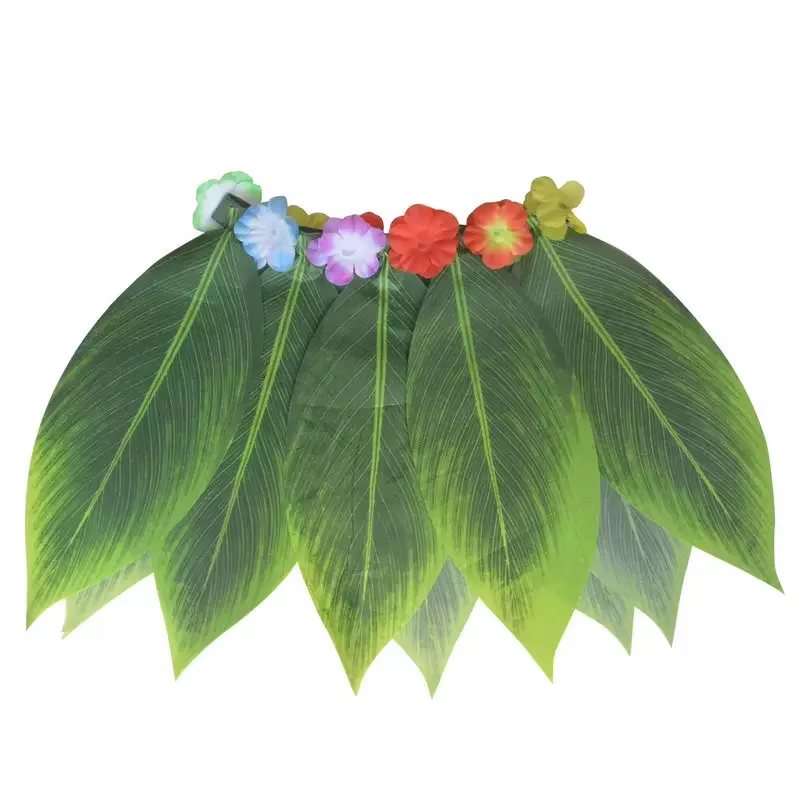 Jupe en cuir chevelu hawaïen pour femmes et hommes, tenue de fête Luau, jupe Hula enge avec Leis à f