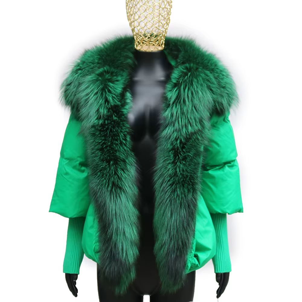 Femmes manteau blanc canard doudoune Super grand réel col de fourrure de renard rouge à capuche nouv