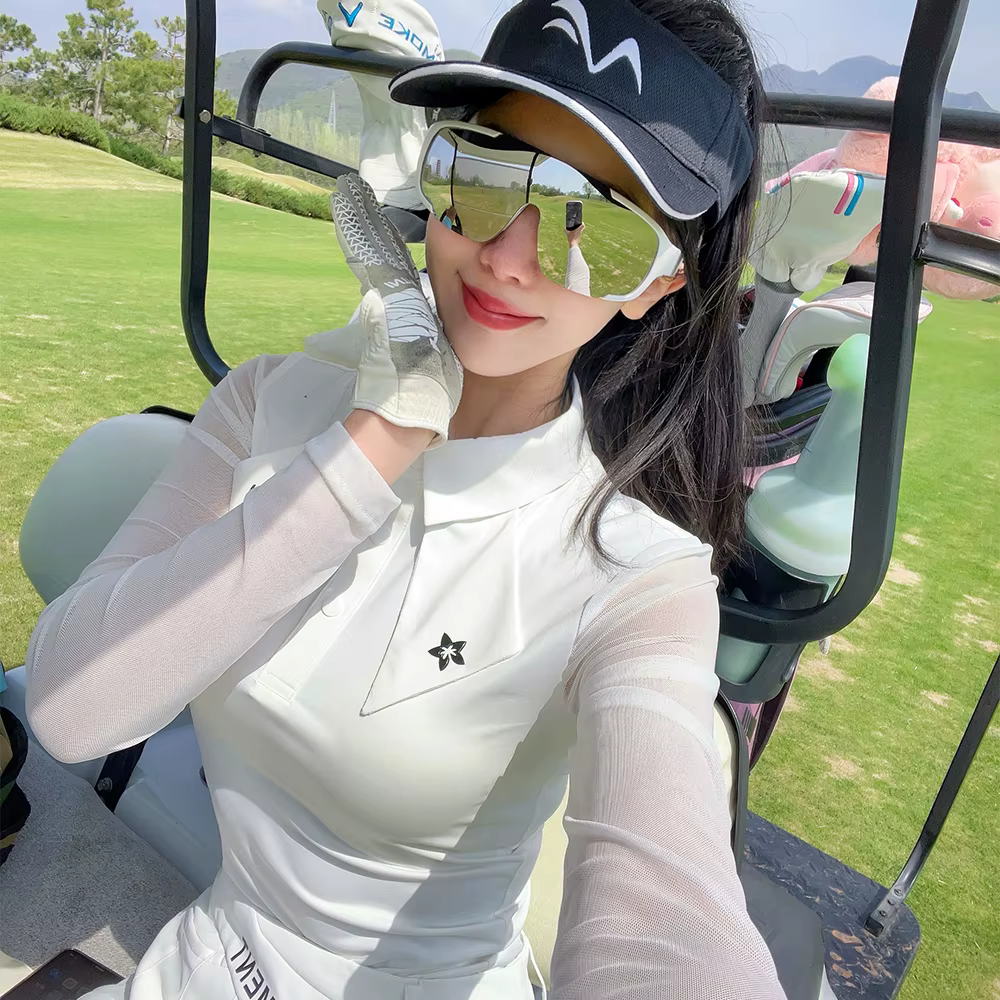 Polo de golf à manches longues pour femmes, protection solaire, séchage rapide, respirant, élastique