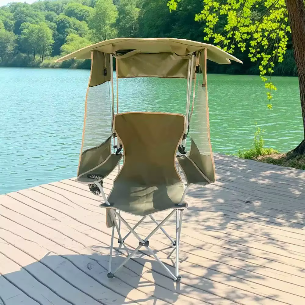 Chaise pliante d'extérieur à trois côtés avec rideau, chaise pare-soleil, chaise de pique-nique, cha