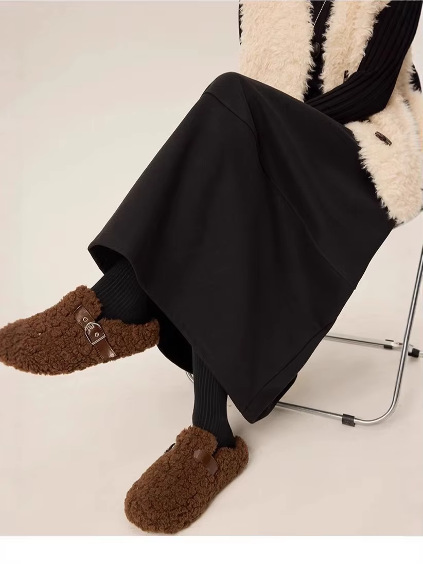 Jupe en laine pour femmes, nouvelle jupe en forme de A, jupe fine bourgeon, automne et hiver 2025