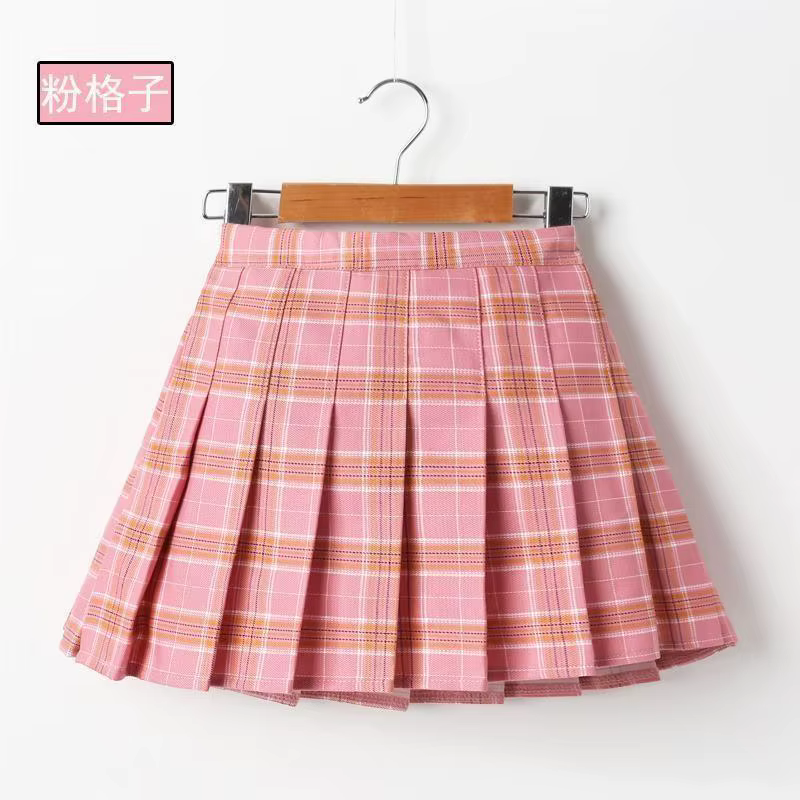 Filles jupes printemps été automne Vintage plissé Plaid jupes école adolescents fille printemps enfa