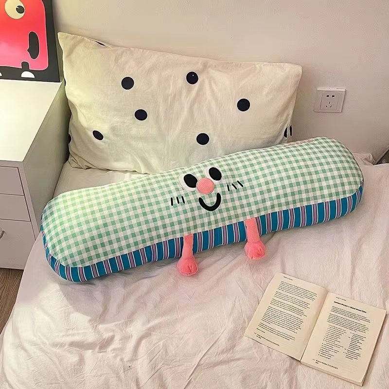 Oreiller de couchage à grille longue, pince de jambe latérale, oreillers mignons, coussin de lit, or