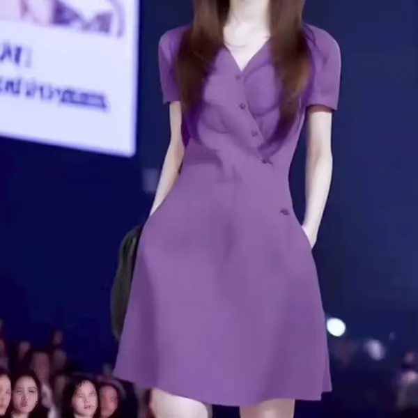 Robe à manches courtes pour femmes, nouvelle Version coréenne d'été 2025, robe mi-longue à taille fi