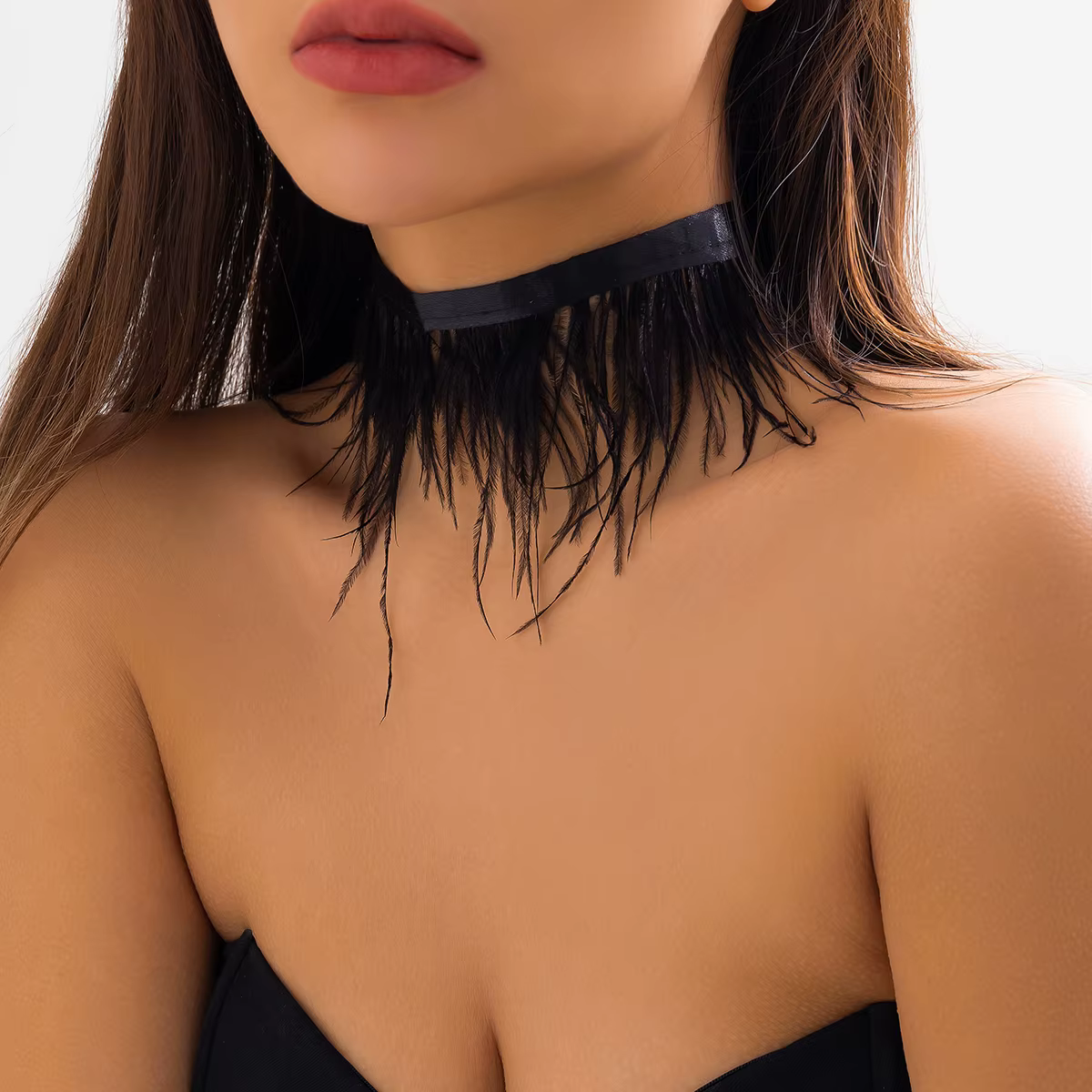 Collier ras du cou avec pompon en plumes longues pour femme, breloques de collier, accessoires de bi