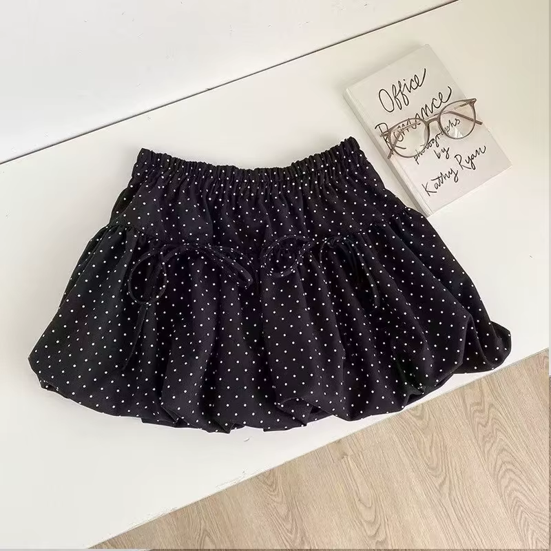 Jupe courte Y2K pour femme, style bohème d'été, coupe trapèze, motif pois, vintage, bouffante, effet