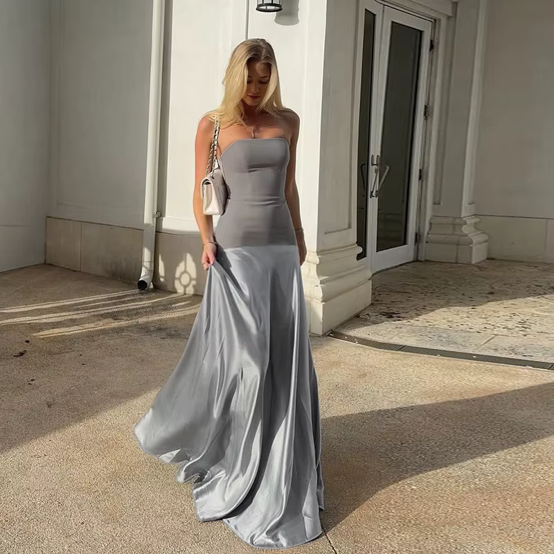 Robe longue sexy pour femme 2026, modèle de soirée bustier