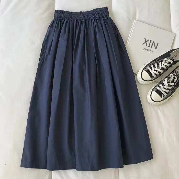 Jupe mini trapèze taille haute kaki pour femme, en coton uni, style workwear, nouvelle collection ét