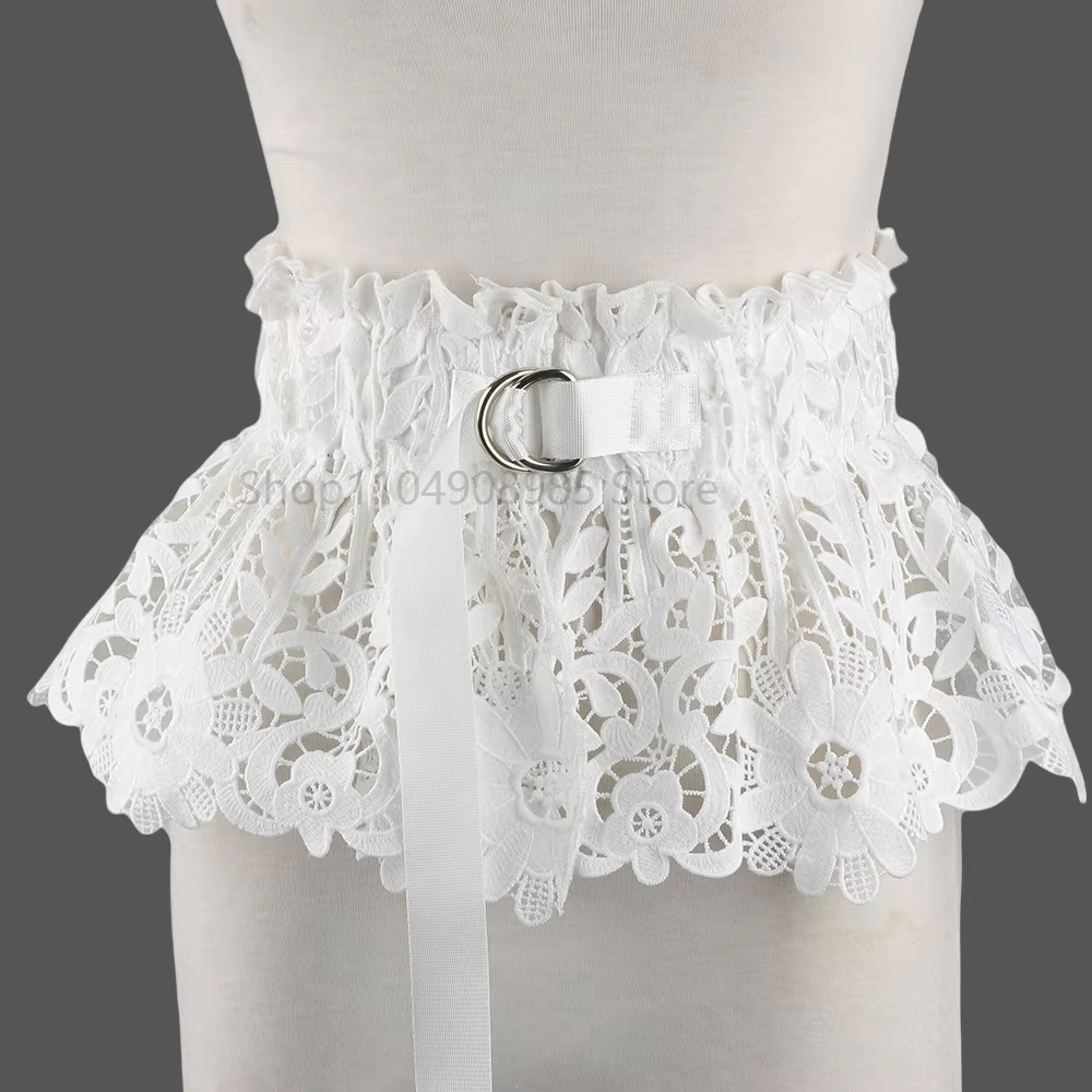 Ceinture de taille gothique en dentelle pour femmes, sous-culture, noir et blanc, accessoire de tail