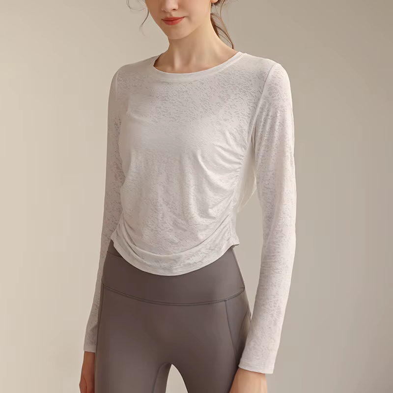 Chemises de sport de Yoga à manches longues pour femmes, T-shirt de sport amincissant à la taille, p