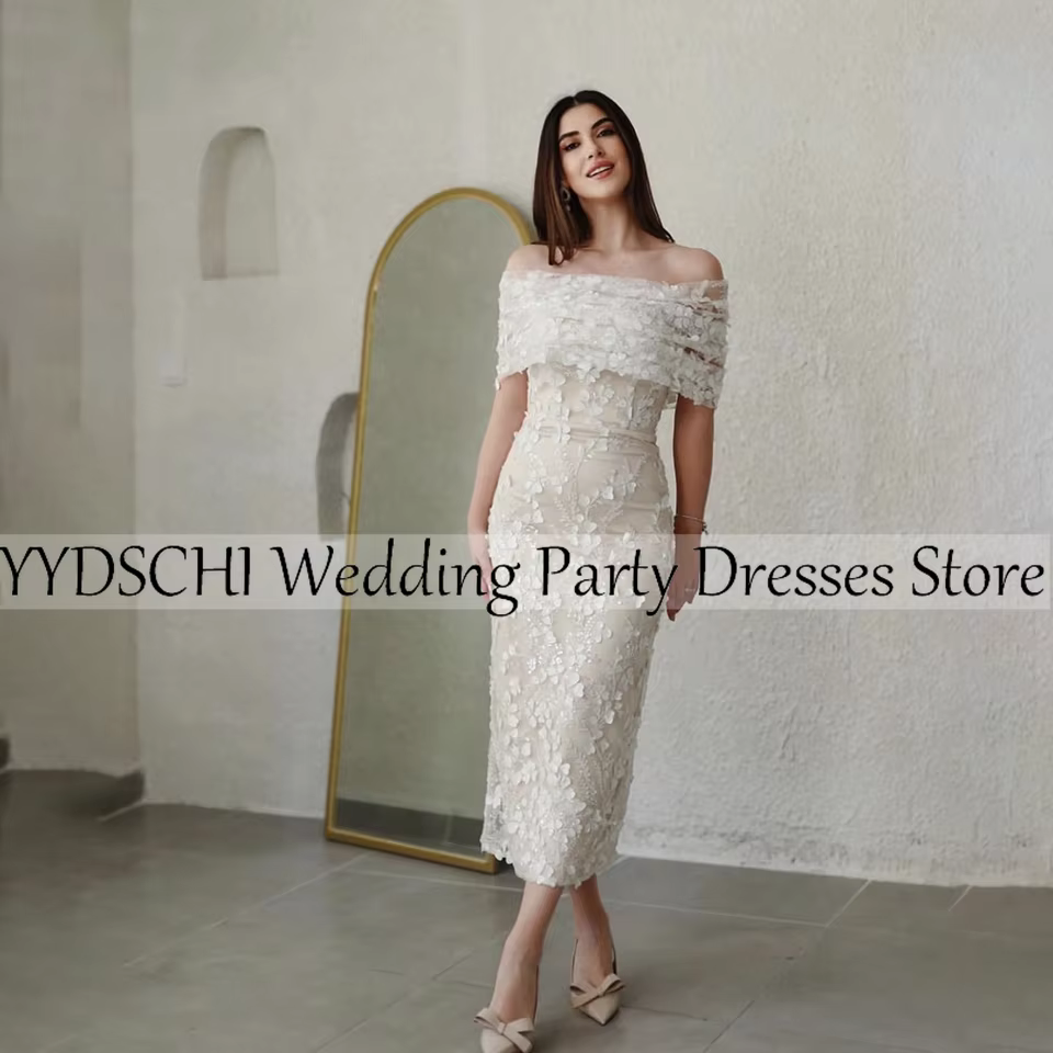 Robes de soirée blanches personnalisées brodées coupe trapèze, avec appliques, simples, pour bal de