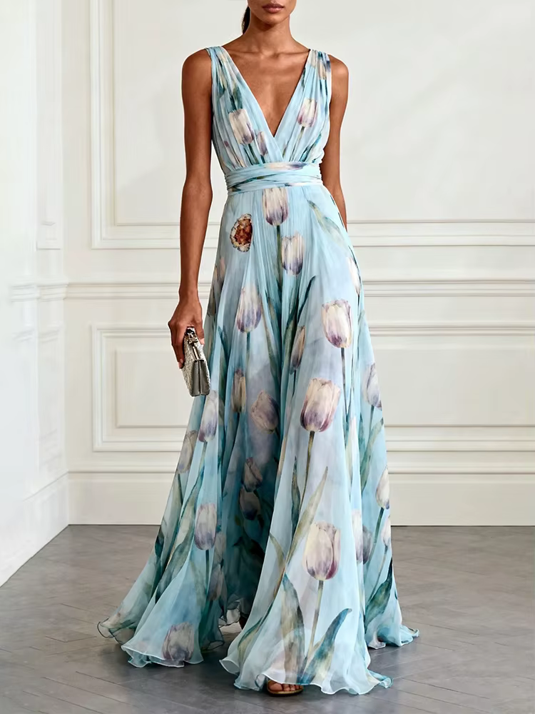 Robe longue fluide DFCF pour banquet, robes maxi décontractées, nouvelle robe de soirée longue en mo