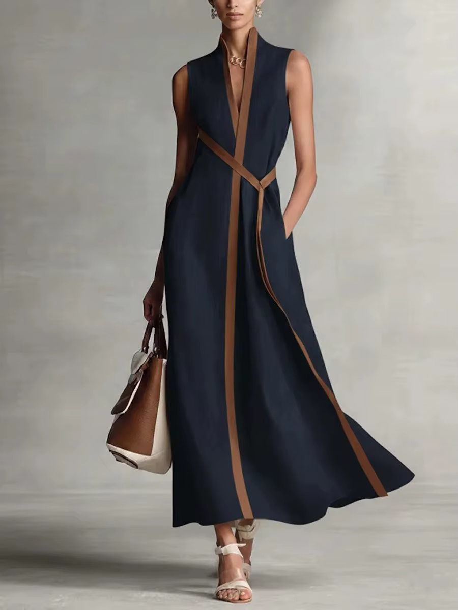 Robes décontractées sans manches à lacets pour femme – Collection été 2026 – Robe longue simple et a