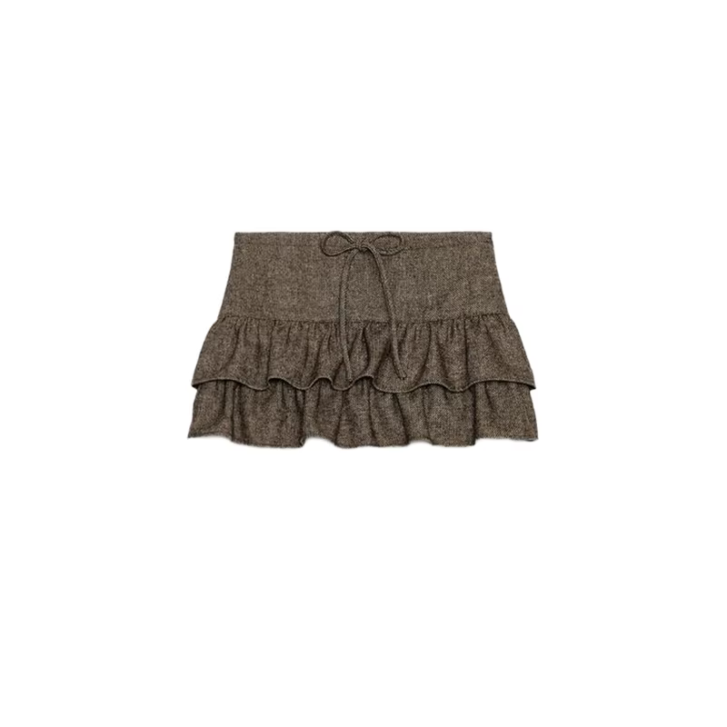 Costume jupe en Tweed pour femmes, couleur unie, col haut, manches longues, manteaux surdimensionnés