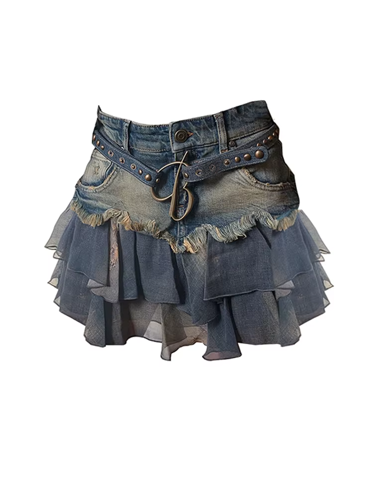 Jupe Patchwork Vintage Y2k pour femmes, jupe d'été, Harajuku, Style coréen, Streetwear, mode élégant