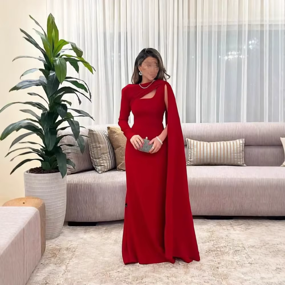 Robe de soirée droite rouge Sexy, romantique, Simple, en Stock, robe de Cocktail musulmane, arabe, c