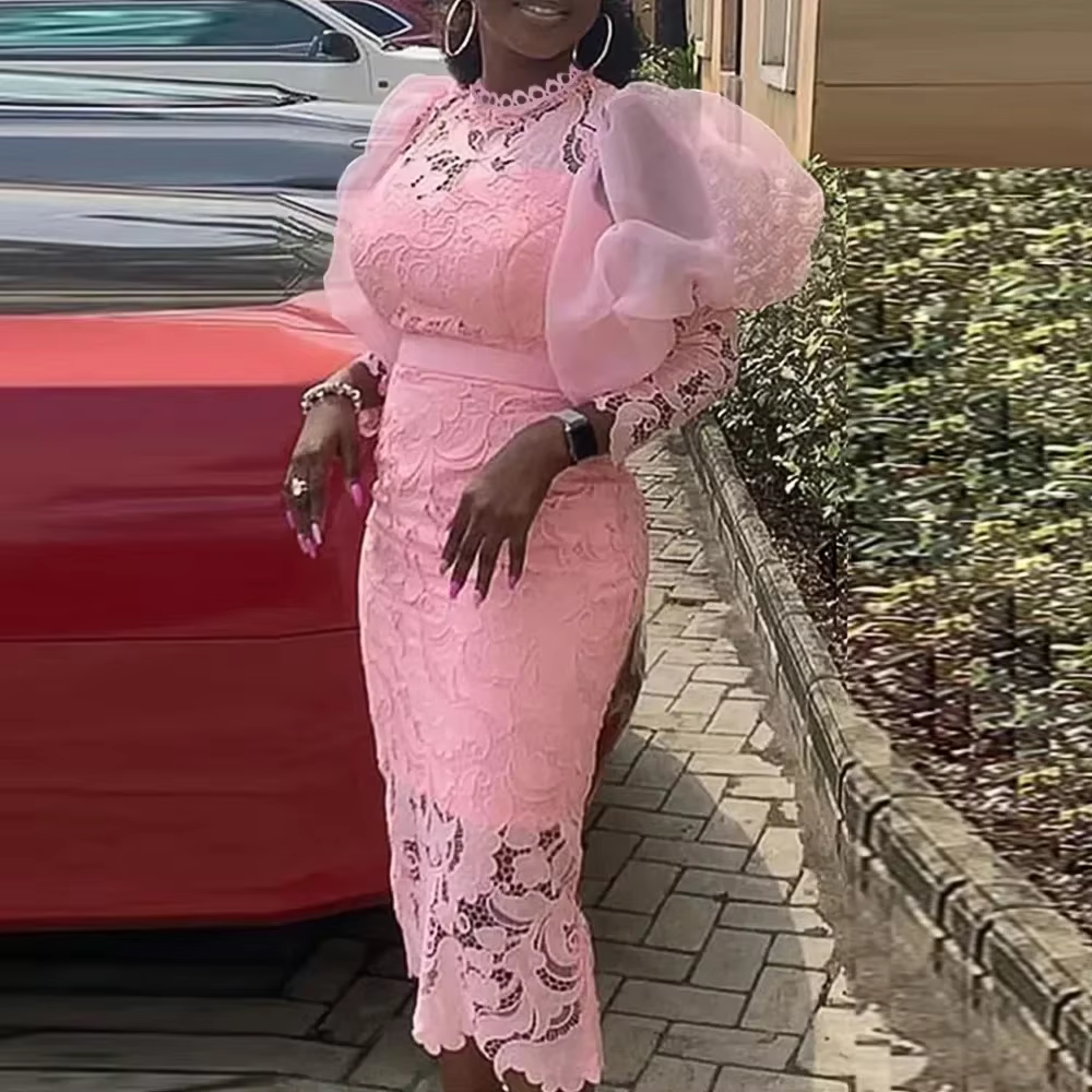 Robes de soirée de mariage africaines pour femmes, dentelle élégante, manches 2025, robe longue de s