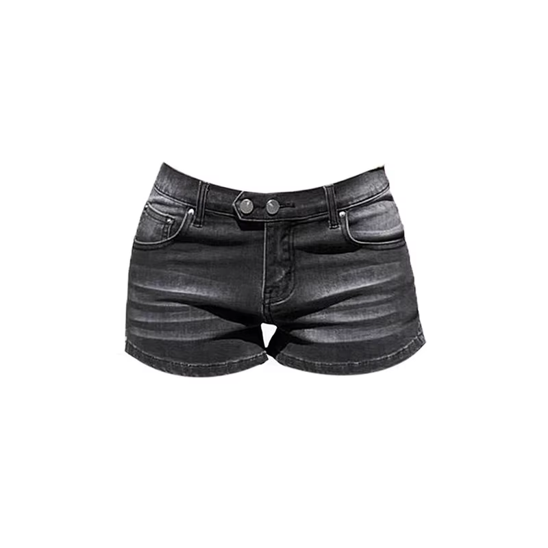 Short en jean gris taille basse pour femme, mini jean, vintage des années 2000, années 90, Y2k, Emo