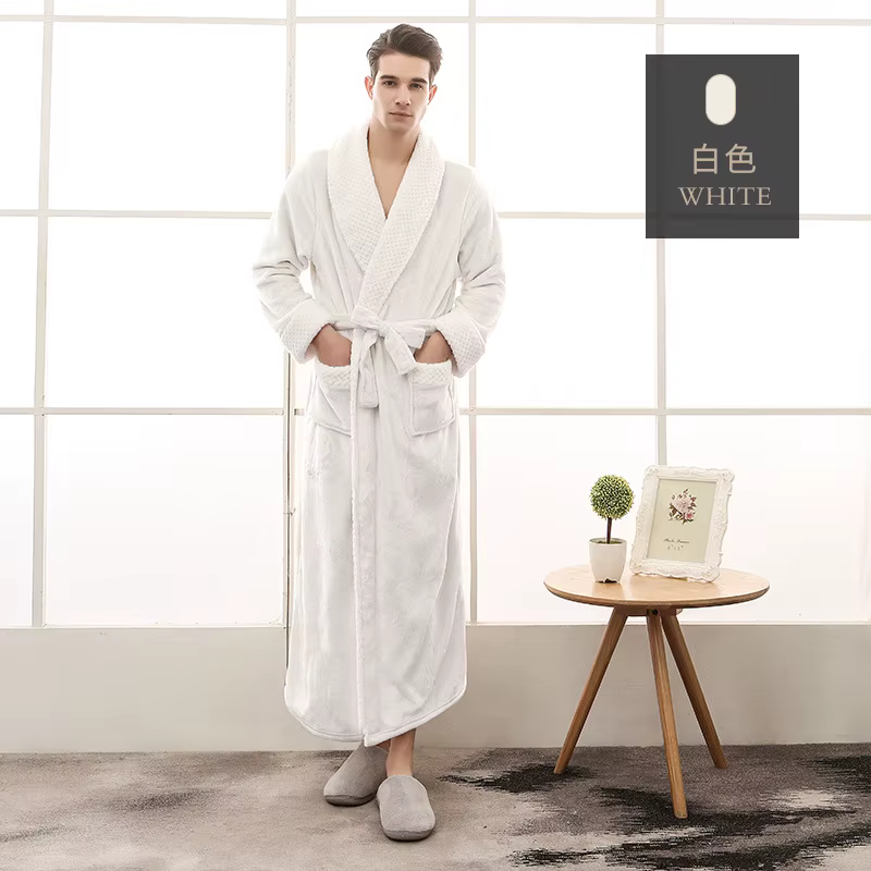 Femmes hiver Extra longue épaisse flanelle Robe de bain chaud Peignoir Femme Sexy Robe de chambre ho