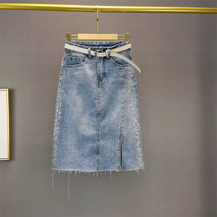 Jupe en jean mi-longue taille haute amincissante pour femme, nouvelle collection printemps-été, styl