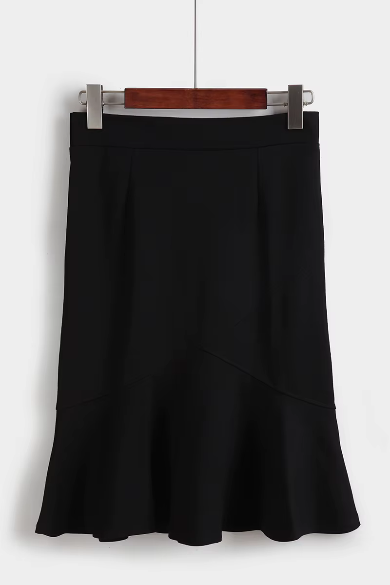 Jupes de bureau style sirène à volants pour femmes, jupe crayon