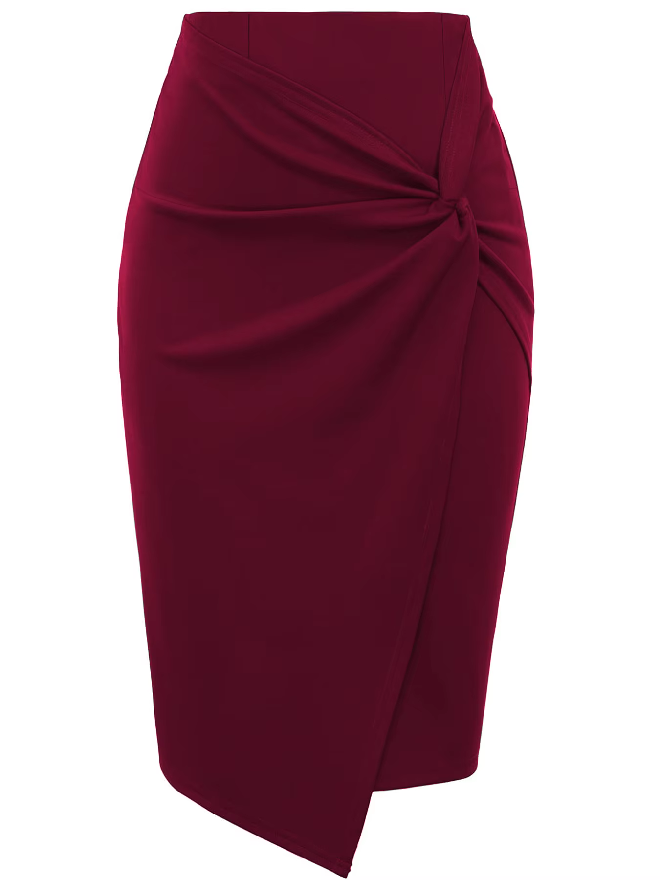 Jupes crayon pour femmes, à porter au travail, taille haute élastique, effet torsadé sur le devant,