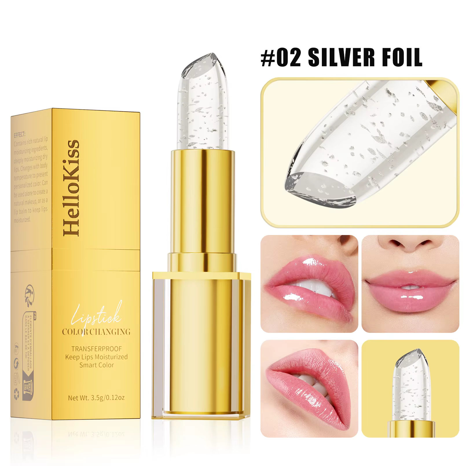 Hellokiss Crystal – rouge à lèvres pétale qui change de couleur pour femmes, hydrate une tasse longu