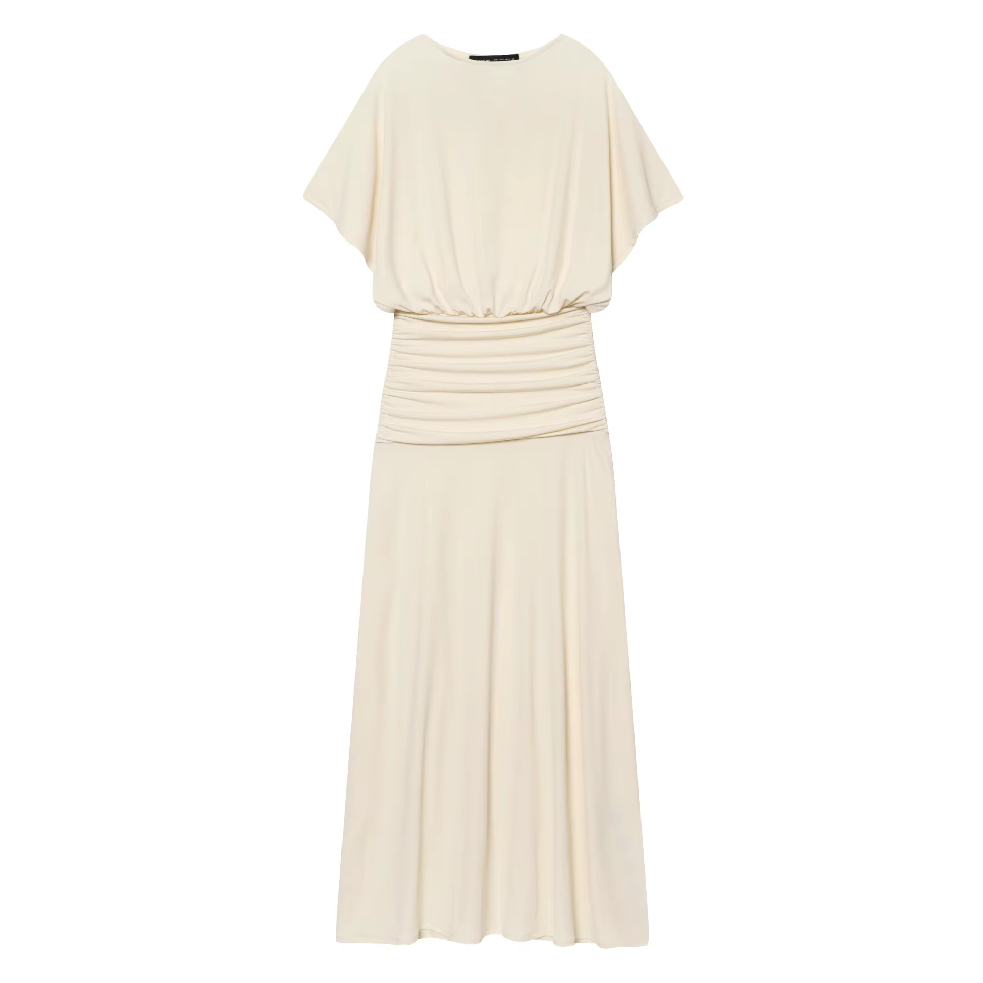 Robe longue élégante de style français, drapée, style navetteur, taille haute, coupe ajustée, longue