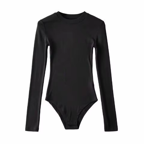 Body sexy à manches longues pour femmes, col montant, vêtements chauds, coupe couvertes, mode, monoc