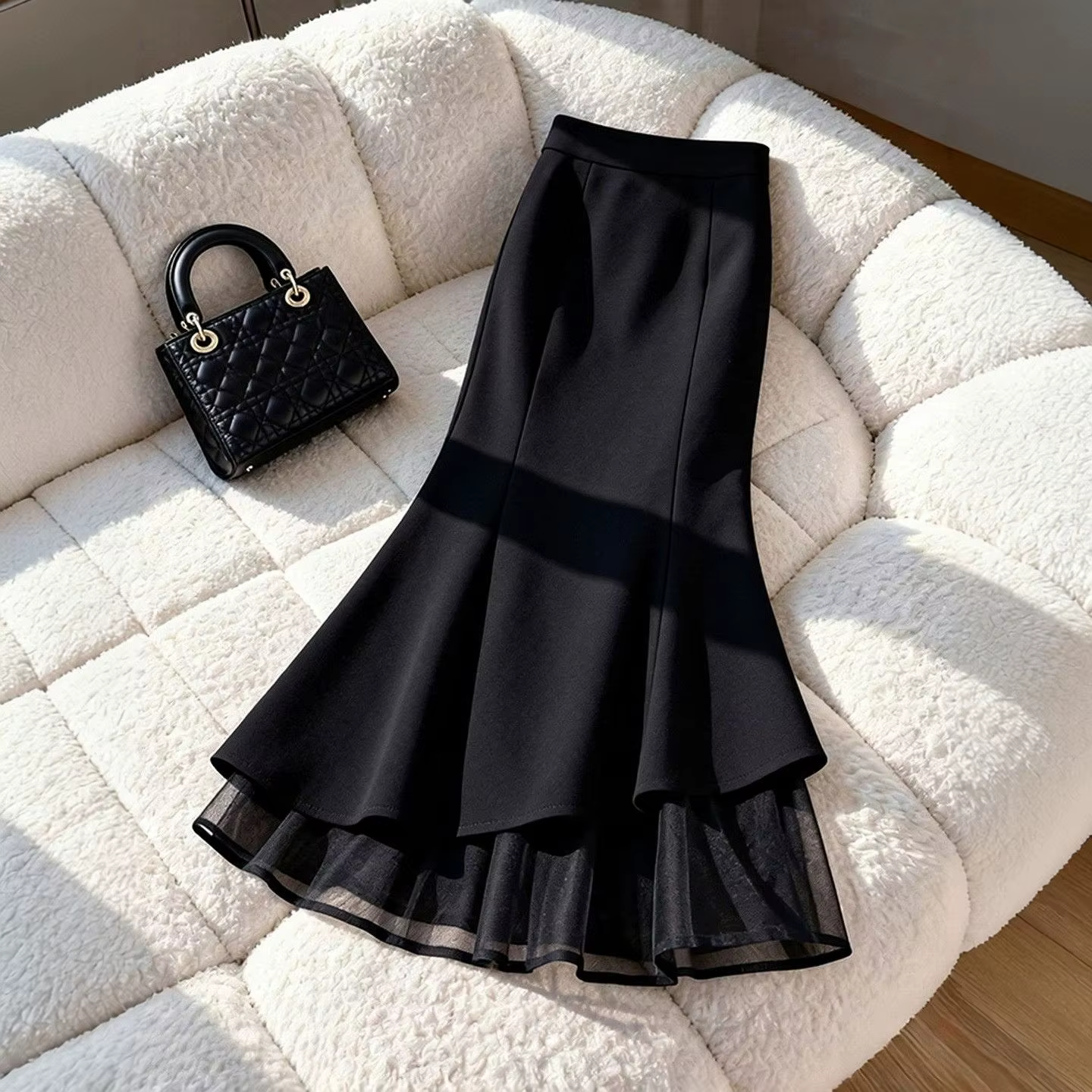Jupe sirène noire 2026, nouvelle collection printemps, jupe moulante taille haute, jupe amincissante