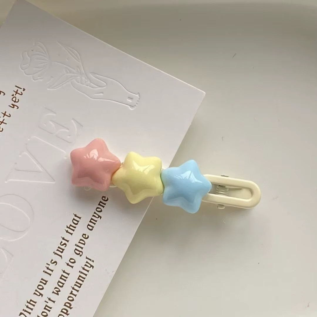 Pinces à cheveux étoile Pastel, Barrettes mignonnes Kawaii 3 couleurs pour filles, longues épingles