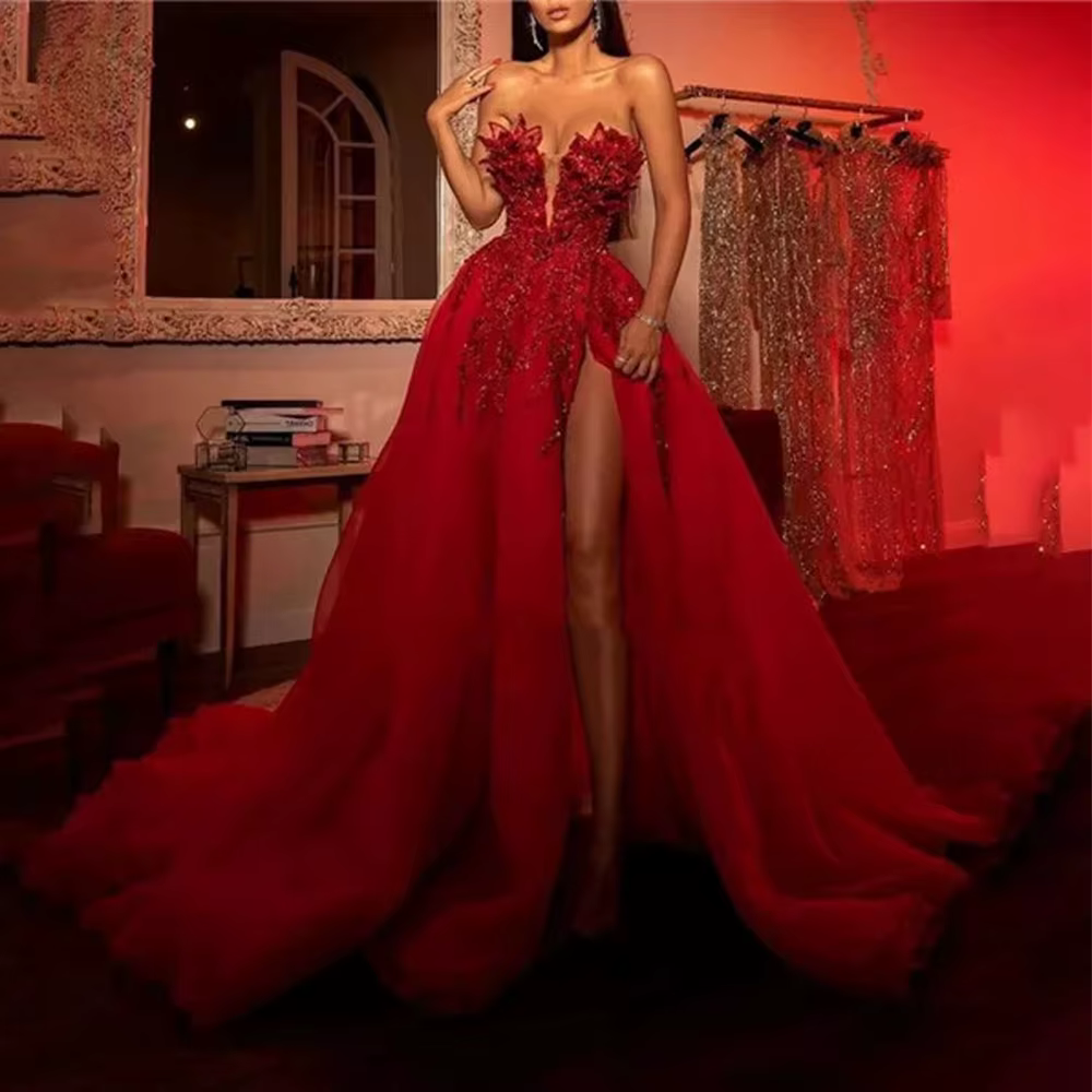 Robe de Soirée en Satin pour Femme, Élégante, Magnifique, à la Mode, Sexy, Dos aux, Décolletée, Fent