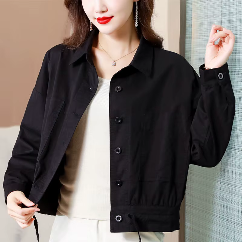 Veste fine marron pour femmes, Style coréen, coupe ample, courte, élégante, décontractée, manches lo
