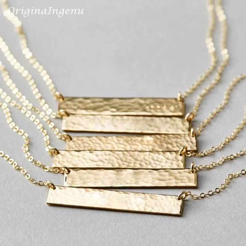 Collier fait main avec longue barre pour femme, tour de cou en or, bijoux en argent 100%, 925