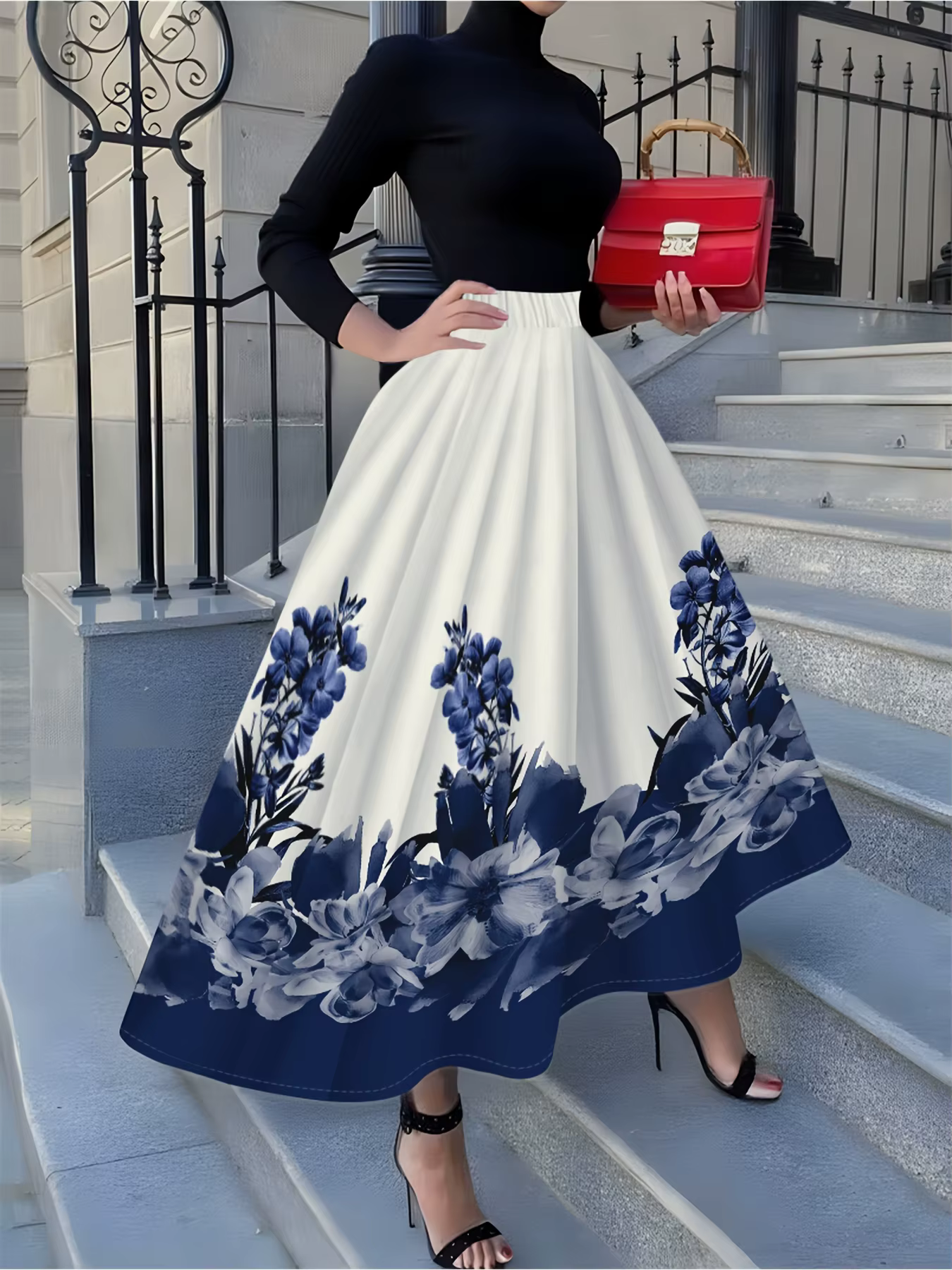 Jupe plissée mi-longue décontractée taille haute pour femme, style ligne A, idéale pour l'été, le pr