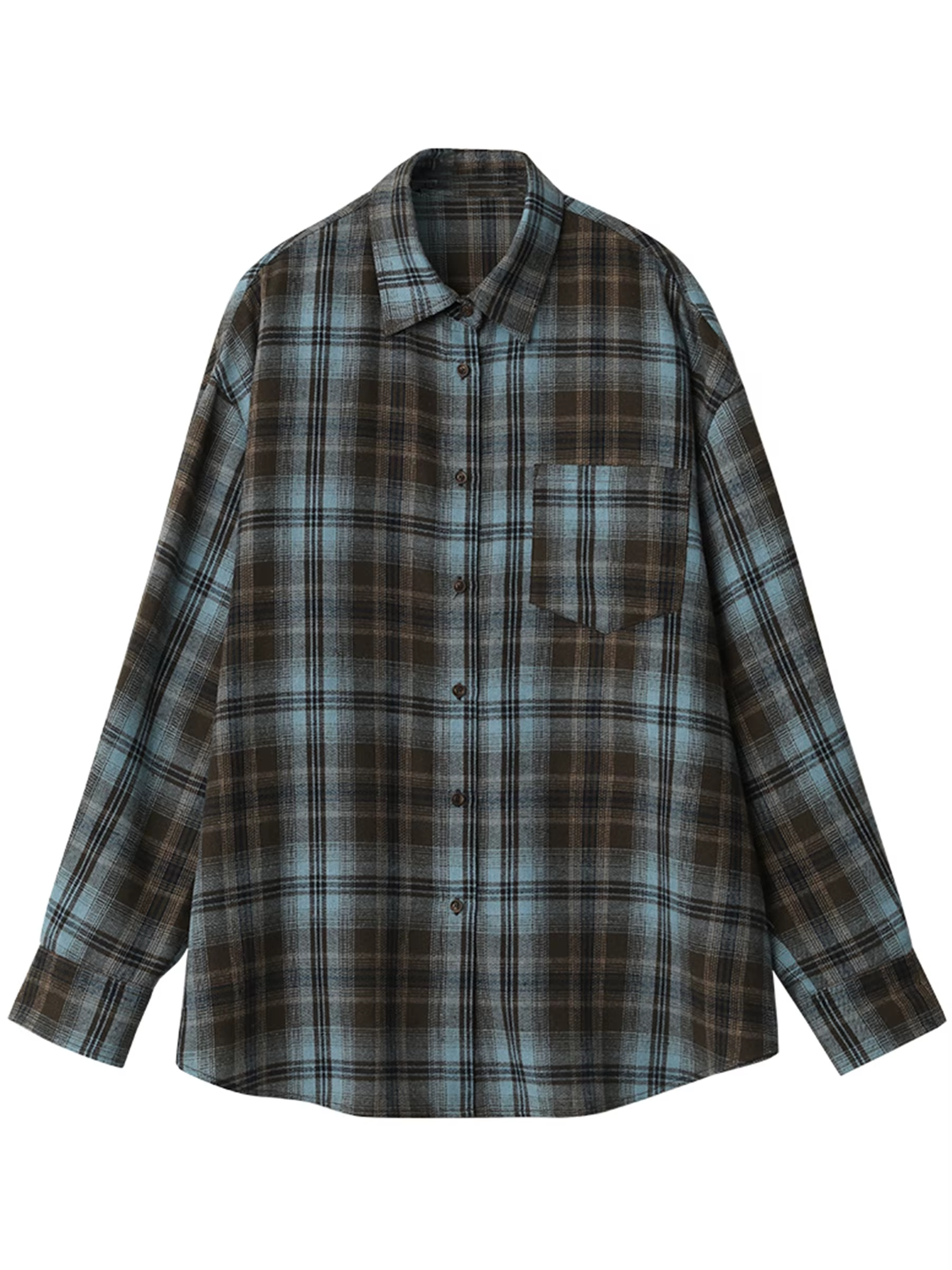 CHIC VEN femmes chemise à manches longues ample décontracté brossé chemise à carreaux manteau mi lon