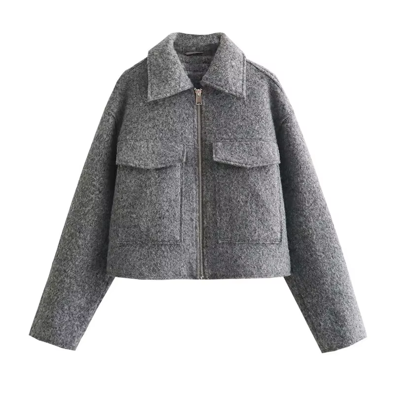 MUJER Tweed recadrée vestes pour femmes automne hiver manteau court veste femmes Zip culture Demi-sa