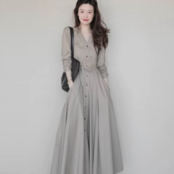 Robe longue d'élégance française pour femmes, début du printemps