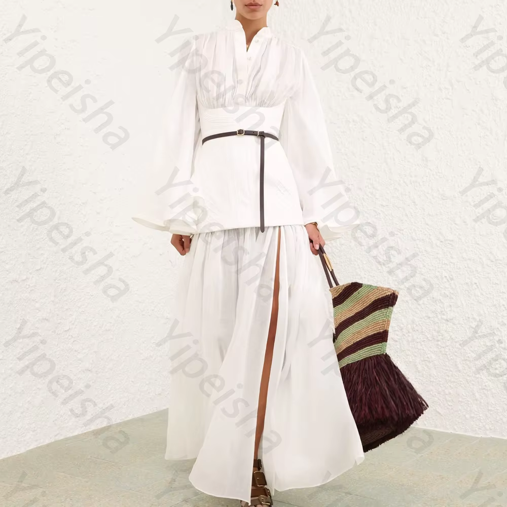 Robe de soirée élégante à manches longues, Sexy, fente latérale, robe de célébrité, exquise, haute q