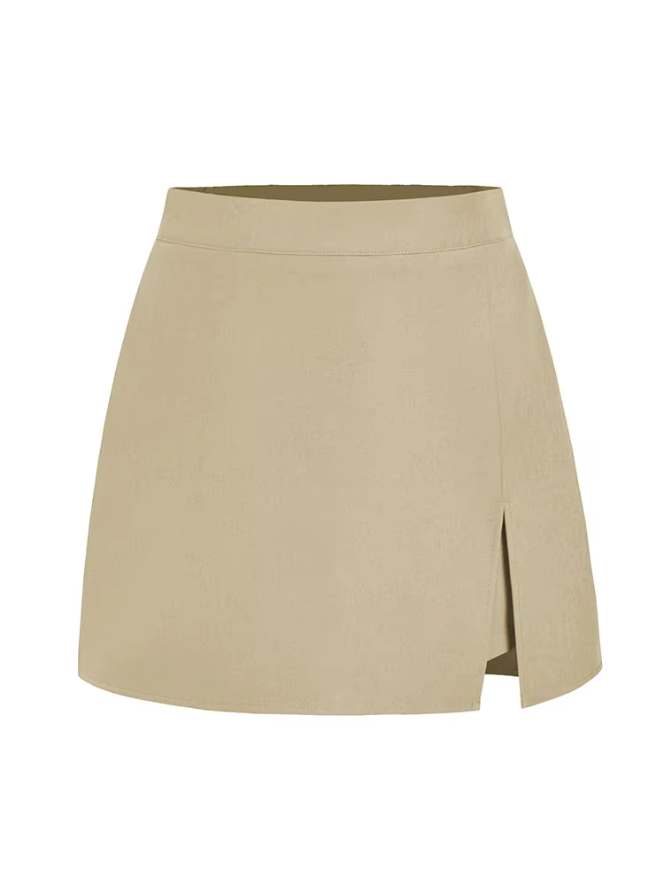 Mini jupe divisée d'été pour femmes jupes élastiques noir bureau dame fente jupes courtes taille hau