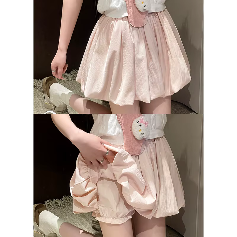 Mini jupe trapèze taille haute pour femmes, jupe d'été amincissante avec short intégré pour Petite, 